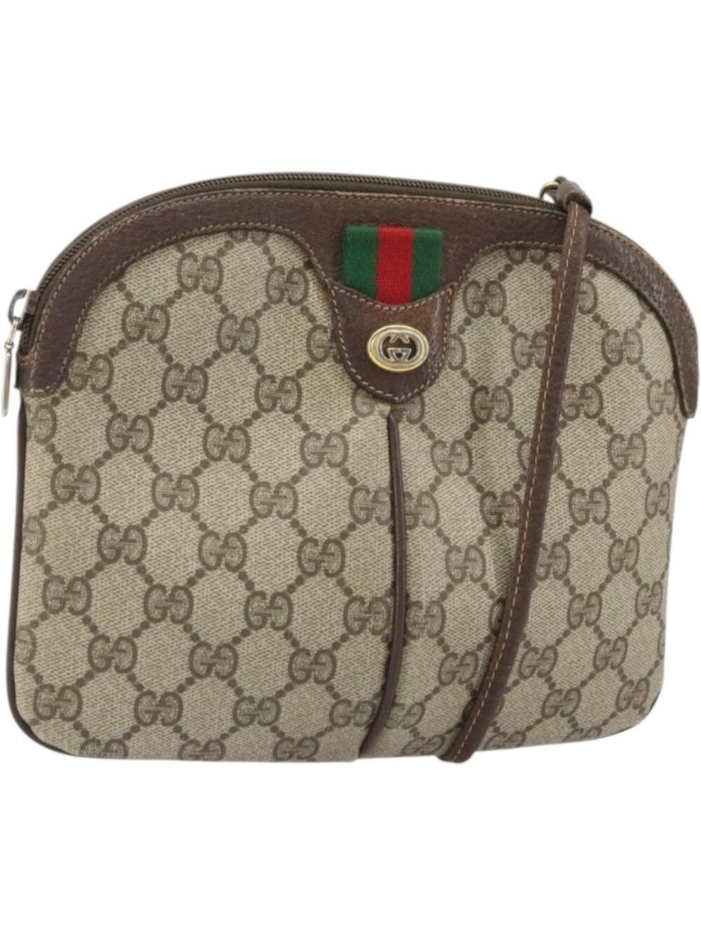 GUCCI GG Supreme Web Sherry Line Bag PVC Beige Gold 904 02 047